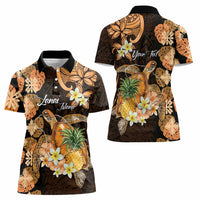 Personalised Aloha Hawaii Lanai Island Women Polo Shirt Pineapple Isle Map Sea Turtle Plumeria LT14 - Polynesian Pride