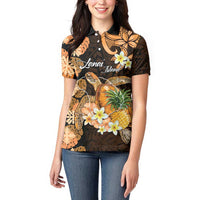 Personalised Aloha Hawaii Lanai Island Women Polo Shirt Pineapple Isle Map Sea Turtle Plumeria LT14 - Polynesian Pride