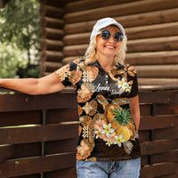 Personalised Aloha Hawaii Lanai Island Women Polo Shirt Pineapple Isle Map Sea Turtle Plumeria LT14 - Polynesian Pride