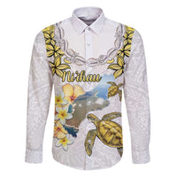 Personalised Aloha Hawaii Niihau Island Family Matching Puletasi and Hawaiian Shirt Forbidden Isle Map Shell Lei LT14 Dad's Shirt - Long Sleeve Yellow - Polynesian Pride