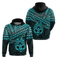 Custom Matariki New Zealand Hoodie Maori New Year Tiki Turquoise Version LT14 - Polynesian Pride