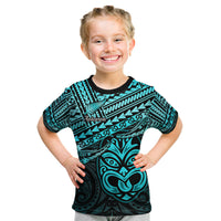 Personalised Matariki New Zealand Kid T Shirt Maori New Year Tiki Turquoise Version LT14 Turquoise - Polynesian Pride