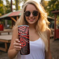 Matariki New Zealand Skinny Tumbler Maori New Year Tiki Red Version LT14 - Polynesian Pride