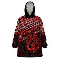 Matariki New Zealand Wearable Blanket Hoodie Maori New Year Tiki Red Version LT14 One Size Red - Polynesian Pride