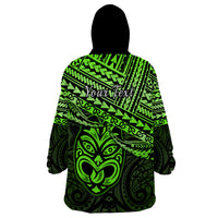 Personalised Matariki New Zealand Wearable Blanket Hoodie Maori New Year Tiki Green Version LT14 - Polynesian Pride