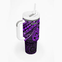 Matariki New Zealand Tumbler With Handle Maori New Year Tiki Purple Version LT14 - Polynesian Pride