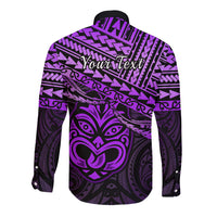 Personalised Matariki New Zealand Long Sleeve Button Shirt Maori New Year Tiki Purple Version LT14 - Polynesian Pride