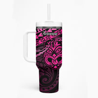 Matariki New Zealand Tumbler With Handle Maori New Year Tiki Pink Version