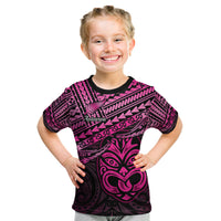 Personalised Matariki New Zealand Kid T Shirt Maori New Year Tiki Pink Version LT14 Pink - Polynesian Pride