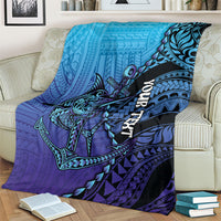 Personalised Polynesia Blue Marlin Fishing Blanket Marlin Anchor Tattoo Polynesian Pattern