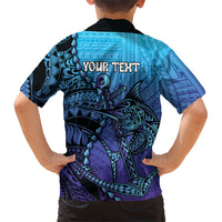Personalised Polynesia Blue Marlin Fishing Family Matching Mermaid Dress and Hawaiian Shirt Marlin Anchor Tattoo Polynesian Pattern LT14 - Polynesian Pride