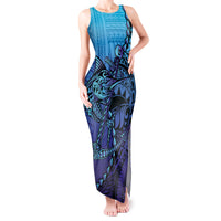 Personalised Polynesia Blue Marlin Fishing Tank Maxi Dress Marlin Anchor Tattoo Polynesian Pattern