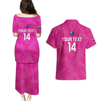 Custom New Zealand Silver Fern Rugby Couples Matching Puletasi and Hawaiian Shirt Go Aotearoa - Pink Version LT14 - Polynesian Pride