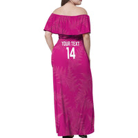 Custom New Zealand Silver Fern Rugby Family Matching Off Shoulder Maxi Dress and Hawaiian Shirt Go Aotearoa - Pink Version LT14 - Polynesian Pride