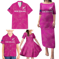 Custom New Zealand Silver Fern Rugby Family Matching Puletasi and Hawaiian Shirt Go Aotearoa - Pink Version LT14 - Polynesian Pride