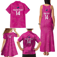 Custom New Zealand Silver Fern Rugby Family Matching Tank Maxi Dress and Hawaiian Shirt Go Aotearoa - Pink Version LT14 - Polynesian Pride