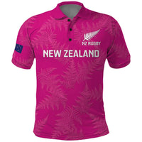 Custom New Zealand Silver Fern Rugby Polo Shirt Go Aotearoa - Pink Version