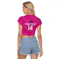 Custom New Zealand Silver Fern Rugby Raglan Cropped T Shirt Go Aotearoa - Pink Version