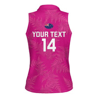 Custom New Zealand Silver Fern Rugby Women Sleeveless Polo Shirt Go Aotearoa - Pink Version LT14 - Polynesian Pride