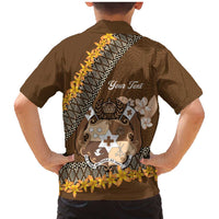 Personalised Tonga Language Week Family Matching Mermaid Dress and Hawaiian Shirt Malo e Lelei Tongan Ngatu Pattern - Brown LT14 - Polynesian Pride