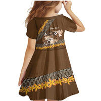 Personalised Tonga Language Week Family Matching Mermaid Dress and Hawaiian Shirt Malo e Lelei Tongan Ngatu Pattern - Brown LT14 - Polynesian Pride