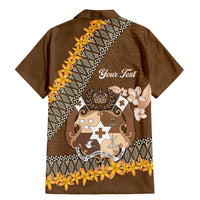 Personalised Tonga Language Week Family Matching Mermaid Dress and Hawaiian Shirt Malo e Lelei Tongan Ngatu Pattern - Brown LT14 - Polynesian Pride