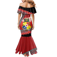 Personalised Tonga Language Week Family Matching Mermaid Dress and Hawaiian Shirt Malo e Lelei Tongan Ngatu Pattern - Red LT14 - Polynesian Pride