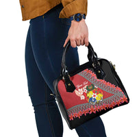 Personalised Tonga Language Week Shoulder Handbag Malo e Lelei Tongan Ngatu Pattern - Red