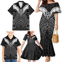 Kia Kaha Te Reo Maori Family Matching Mermaid Dress and Hawaiian Shirt Aotearoa Hei Tiki With Hongi LT14 - Polynesian Pride