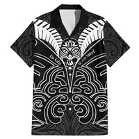 Kia Kaha Te Reo Maori Family Matching Mermaid Dress and Hawaiian Shirt Aotearoa Hei Tiki With Hongi LT14 Dad's Shirt - Short Sleeve Black - Polynesian Pride