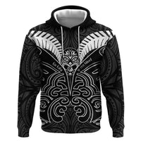Kia Kaha Te Reo Maori Hoodie Aotearoa Hei Tiki With Hongi LT14 Pullover Hoodie Black - Polynesian Pride