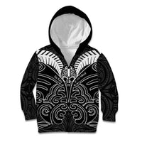 Kia Kaha Te Reo Maori Kid Hoodie Aotearoa Hei Tiki With Hongi LT14 Zip Hoodie Black - Polynesian Pride