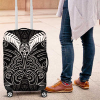 Kia Kaha Te Reo Maori Luggage Cover Aotearoa Hei Tiki With Hongi LT14 Black - Polynesian Pride