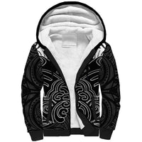 Kia Kaha Te Reo Maori Sherpa Hoodie Aotearoa Hei Tiki With Hongi LT14 Unisex Black - Polynesian Pride