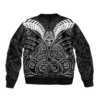 Kia Kaha Te Reo Maori Sleeve Zip Bomber Jacket Aotearoa Hei Tiki With Hongi LT14 - Polynesian Pride