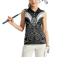 Kia Kaha Te Reo Maori Women Sleeveless Polo Shirt Aotearoa Hei Tiki With Hongi LT14 - Polynesian Pride