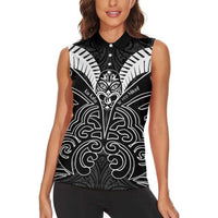 Kia Kaha Te Reo Maori Women Sleeveless Polo Shirt Aotearoa Hei Tiki With Hongi LT14 - Polynesian Pride