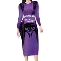 Personalised New Zealand Suffrage Day Family Matching Long Sleeve Bodycon Dress and Hawaiian Shirt Maori Tattoo Galaxy Vibe LT14 Mom's Dress Purple - Polynesian Pride