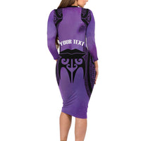 Personalised New Zealand Suffrage Day Family Matching Long Sleeve Bodycon Dress and Hawaiian Shirt Maori Tattoo Galaxy Vibe LT14 - Polynesian Pride