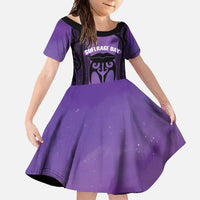 Personalised New Zealand Suffrage Day Family Matching Mermaid Dress and Hawaiian Shirt Maori Tattoo Galaxy Vibe LT14 Daughter's Dress Purple - Polynesian Pride