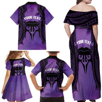 Personalised New Zealand Suffrage Day Family Matching Off Shoulder Maxi Dress and Hawaiian Shirt Maori Tattoo Galaxy Vibe LT14 - Polynesian Pride