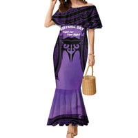 Personalised New Zealand Suffrage Day Mermaid Dress Maori Tattoo Galaxy Vibe LT14 Women Purple - Polynesian Pride