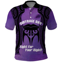 Personalised New Zealand Suffrage Day Polo Shirt Maori Tattoo Galaxy Vibe LT14 Purple - Polynesian Pride