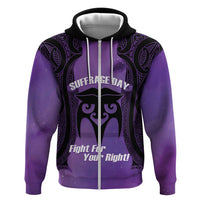 Personalised New Zealand Suffrage Day Zip Hoodie Maori Tattoo Galaxy Vibe LT14 Zip Hoodie Purple - Polynesian Pride