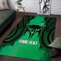 Personalised Moko Kauae New Zealand Area Rug Maori Chin Tattoo Green - Polynesian Pride