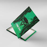 Personalised Moko Kauae New Zealand Canvas Wall Art Maori Chin Tattoo Green LT14 With Frame Green - Polynesian Pride