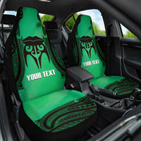 Personalised Moko Kauae New Zealand Car Seat Cover Maori Chin Tattoo Green - Polynesian Pride