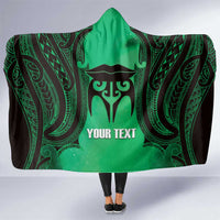 Personalised Moko Kauae New Zealand Hooded Blanket Maori Chin Tattoo Green LT14 One Size Green - Polynesian Pride