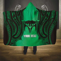 Personalised Moko Kauae New Zealand Hooded Blanket Maori Chin Tattoo Green LT14 - Polynesian Pride