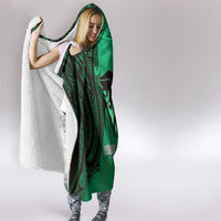 Personalised Moko Kauae New Zealand Hooded Blanket Maori Chin Tattoo Green LT14 - Polynesian Pride